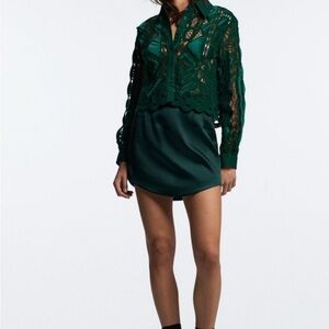 Zara Teal Satin Skirt